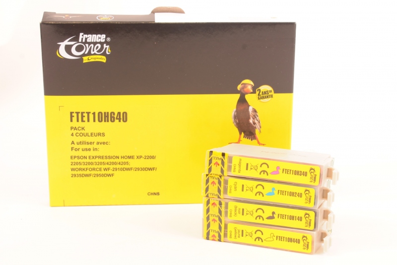 Pack de 4 cartouches d'encre compatibles FranceToner équivalent à 604XL série Ananas