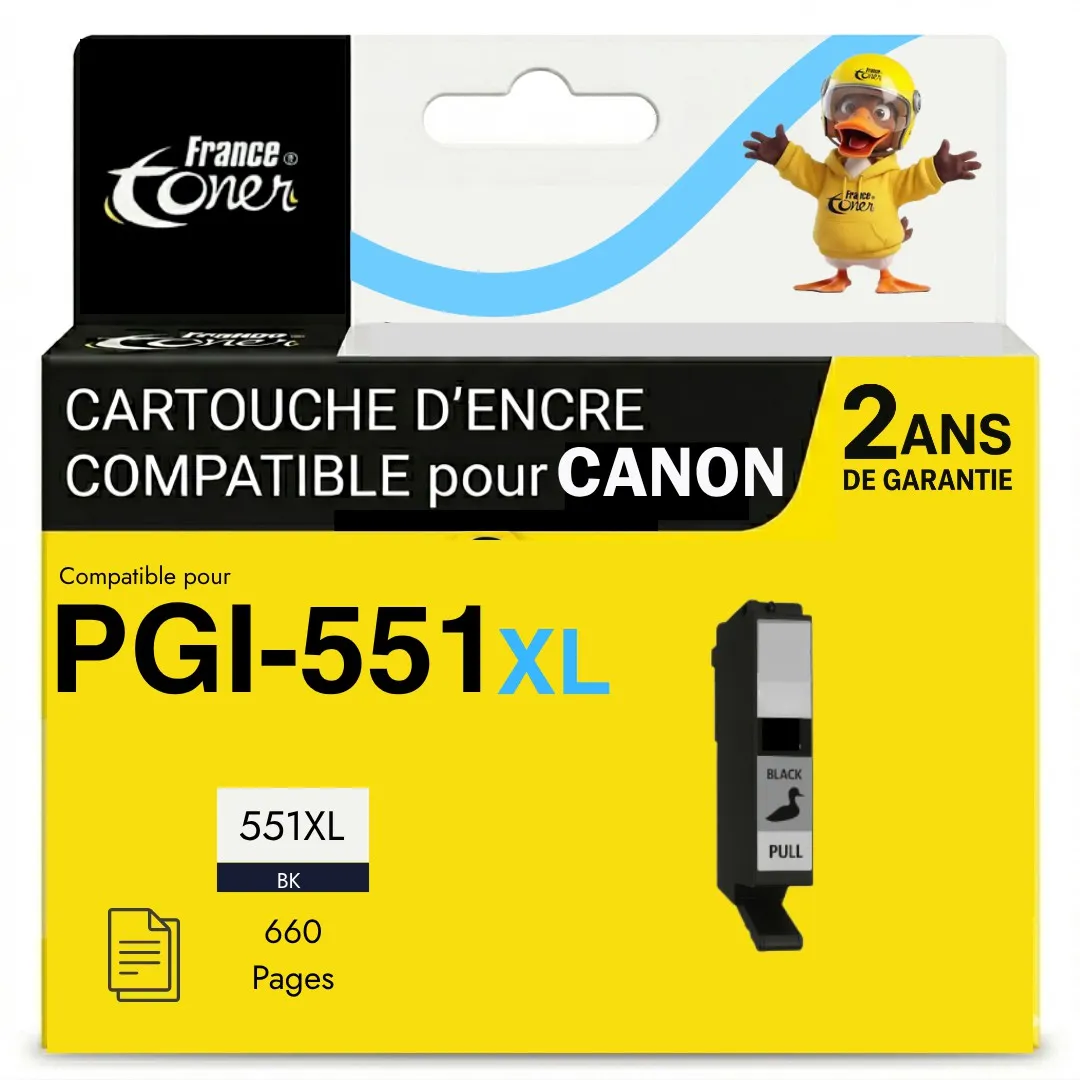 Cartouche d'encre FranceToner équivalent à CANON CLI551BKXL (6443B001) - NOIR - Format XL