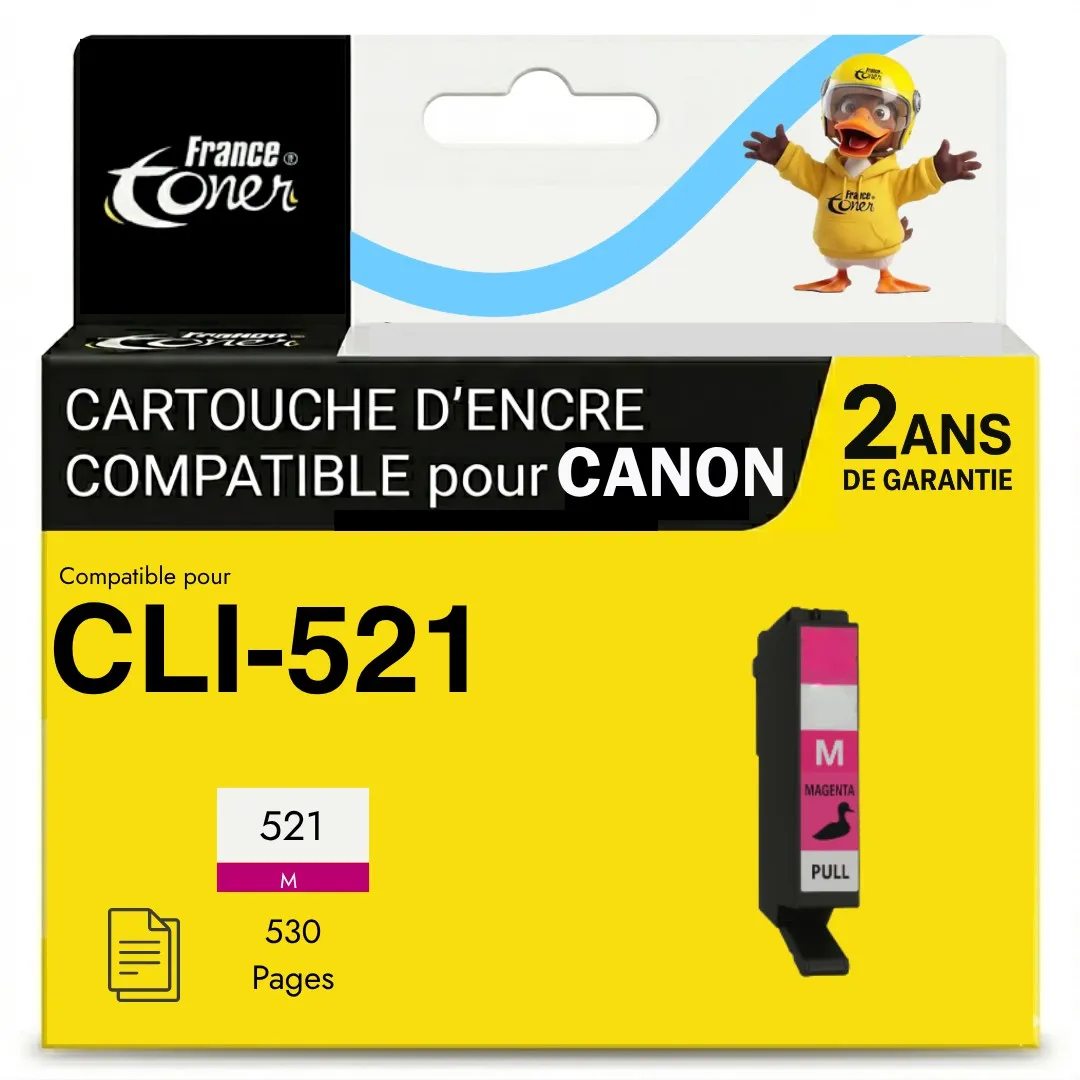Cartouche d'encre FranceToner équivalent à CANON CLI521M (2935B001) - MAGENTA (rouge) - Format XL