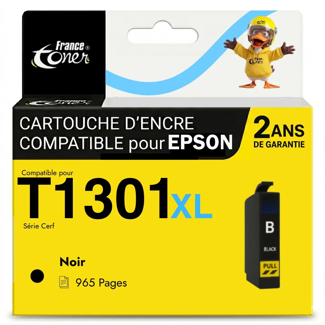 Cartouche d'encre FranceToner équivalent à EPSON T1301 Série Cerf (C13T13014012) - NOIR - Format XL