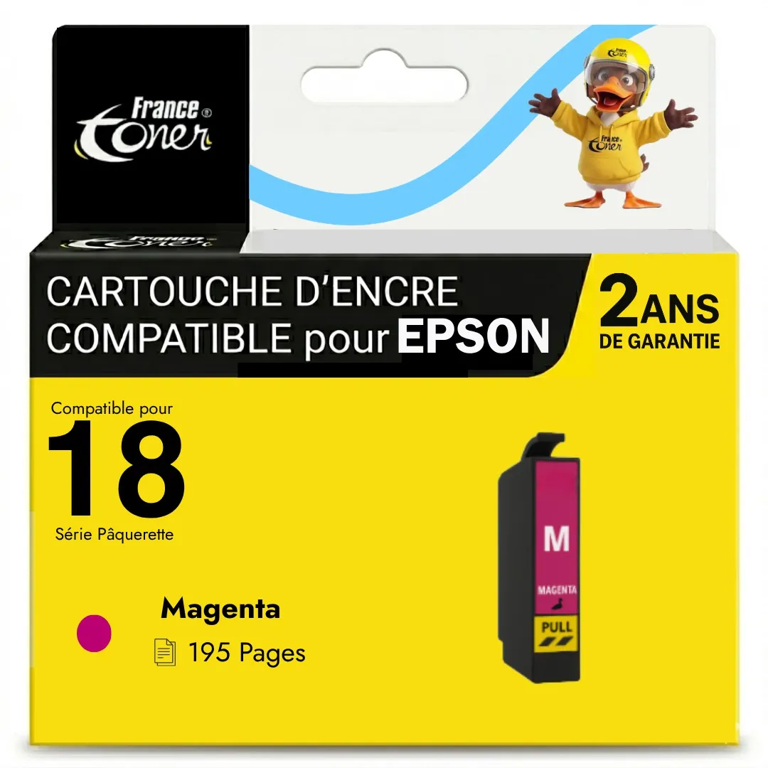 Cartouche d'encre FranceToner équivalent à EPSON 18 Série Pâquerette (C13T18034012) - MAGENTA (rouge) - Format Standard