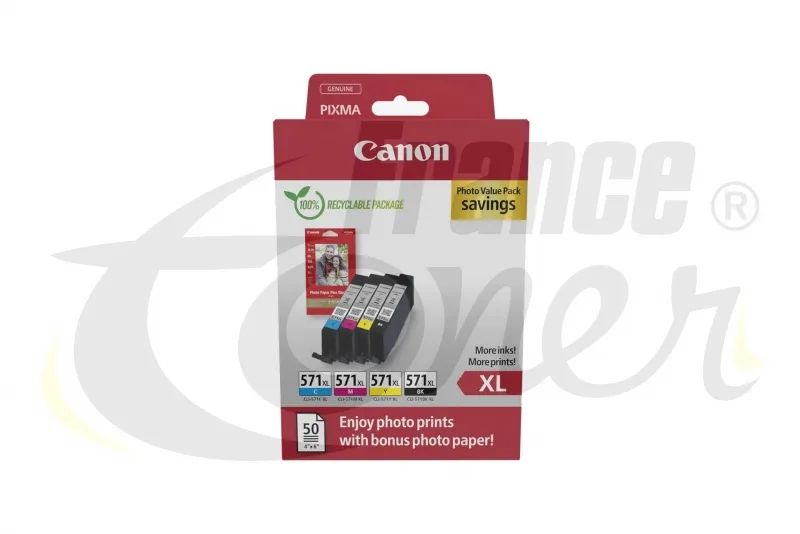 Pack de 4 cartouches d'encre CANON CLI571XL (03...