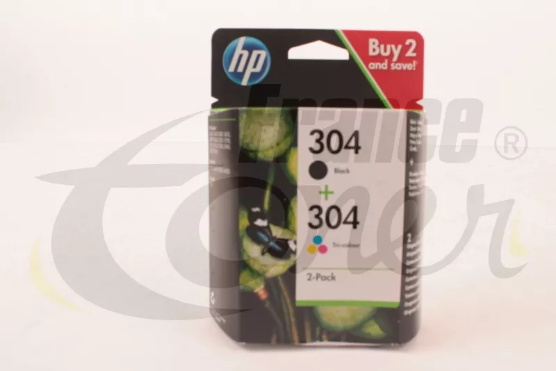 HP 304 noir et couleur - LOT de 2 cartouches d'encre SIMPLE CAPACITE de  marque HP 3JB05AE