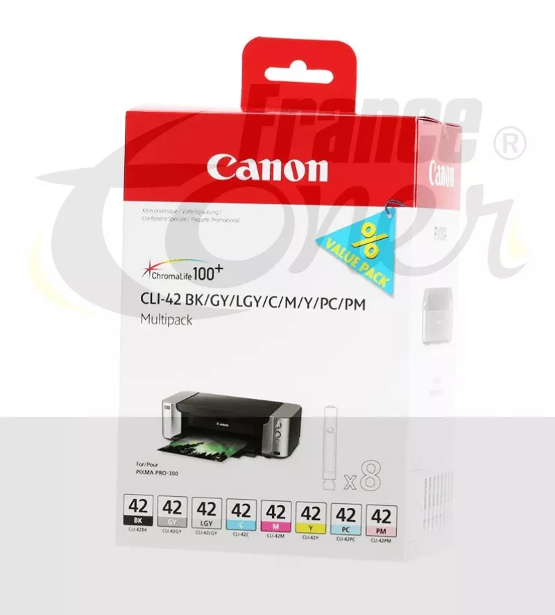 Pack de 8 cartouches d'encre CANON CLI42 (CLI-4...