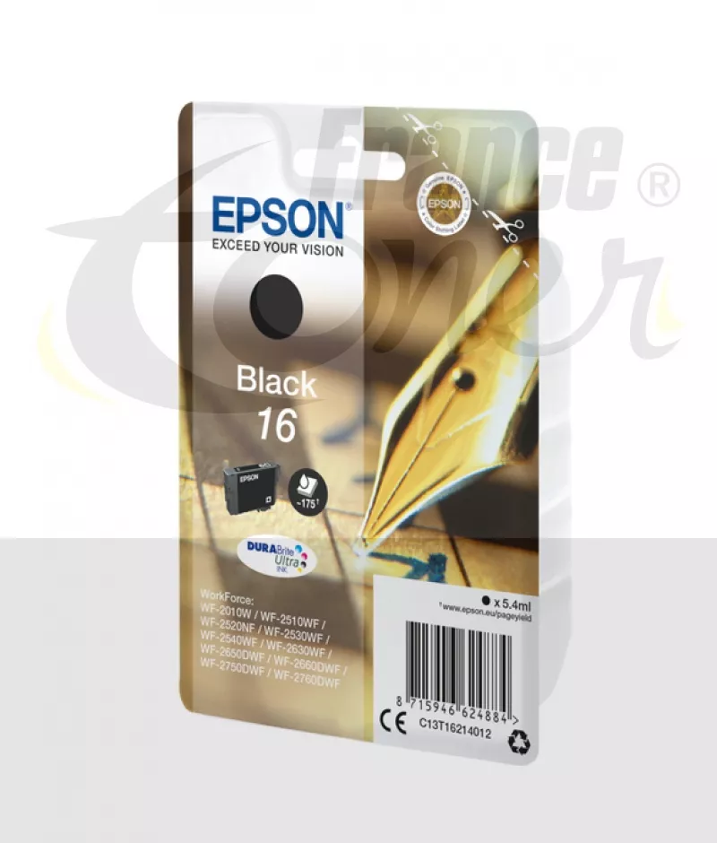 Cartouche d'encre EPSON 16 série stylo plume (C13T16214010) - NOIR - Format Standard
