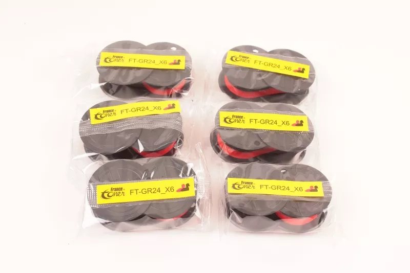 Pack de 6 rubans FranceToner équivalent à CITIZEN GR24 (GR24_X6) - NOIR ET ROUGE - Format Standard