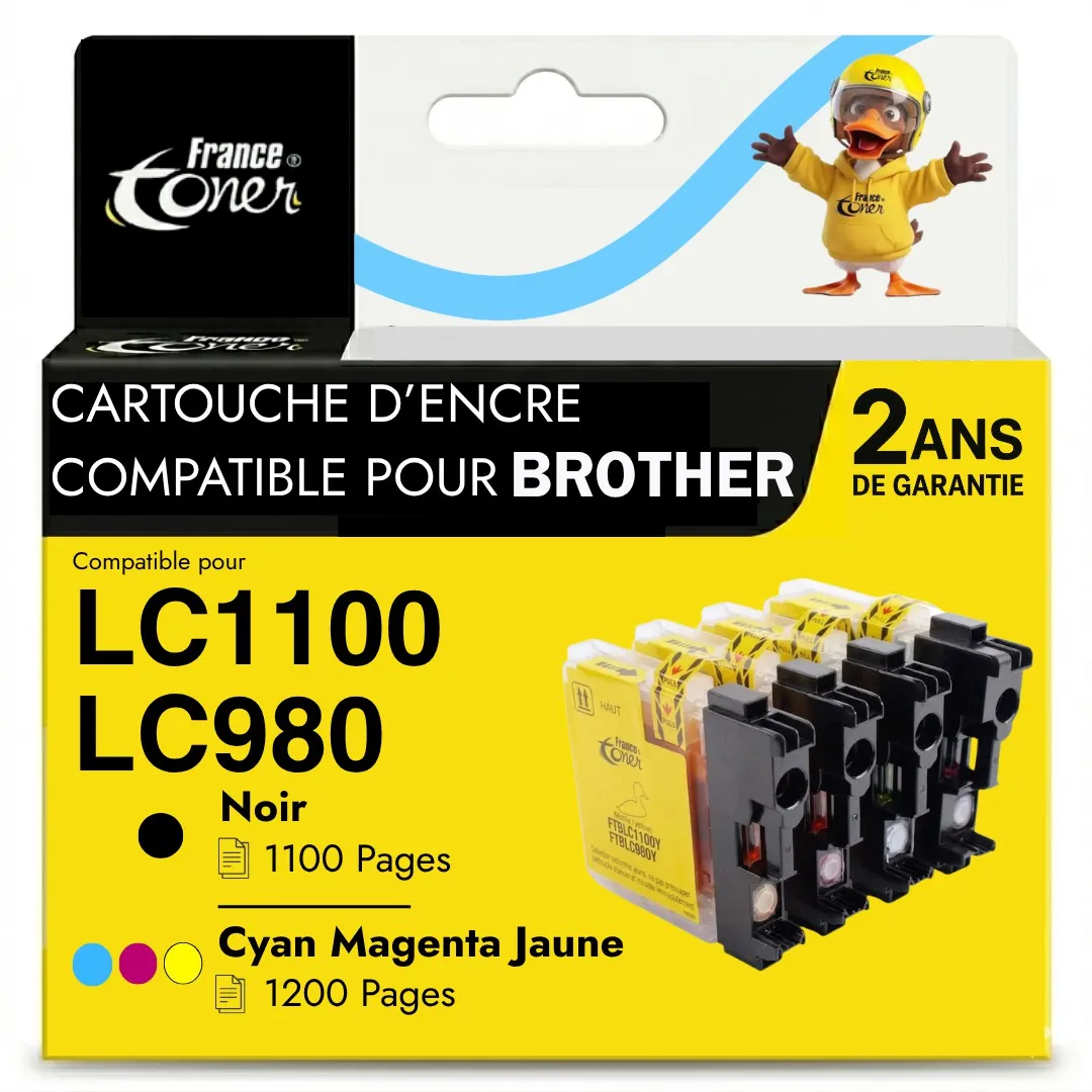 Pack de 4 cartouches d'encre FranceToner équiva...