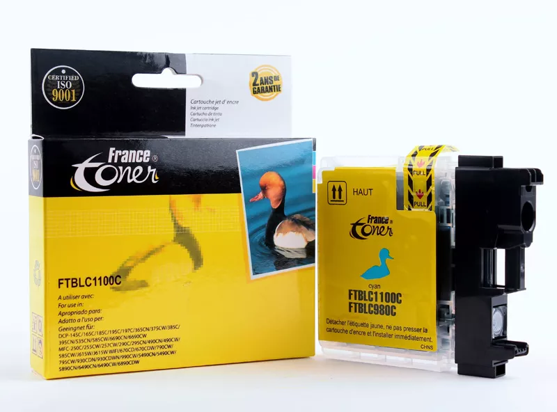 Cartouche d'encre FranceToner équivalent à BROTHER LC-1100C - CYAN (bleu) - Format XL