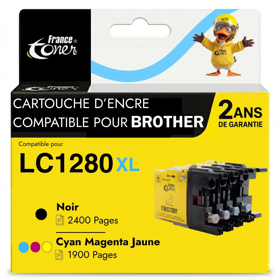 Pack de 4 cartouches d'encre FranceToner équiva...