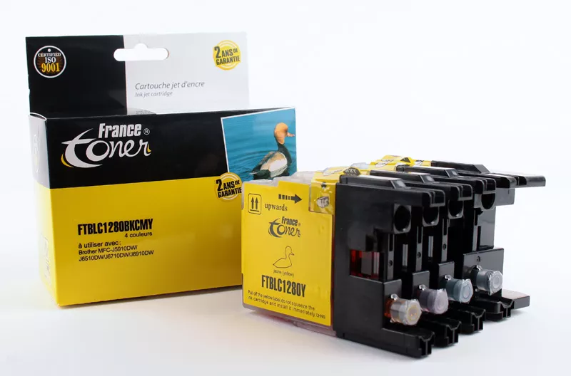 Pack de 4 cartouches d'encre FranceToner équivalent à BROTHER LC-1280XL-VALBP - 4 COULEURS - Format XL