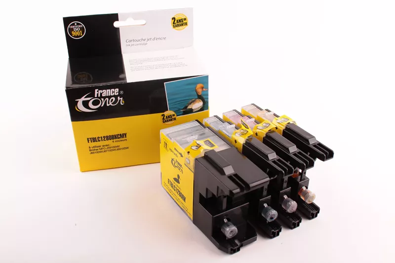 Pack de 4 cartouches d'encre FranceToner équivalent à BROTHER LC-1280XL-VALBP - 4 COULEURS - Format XL