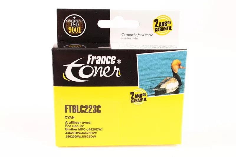 Cartouche d'encre FranceToner équivalent à BROTHER LC-223C Cerf Volant (LC-223C) - CYAN (bleu) - Format Standard