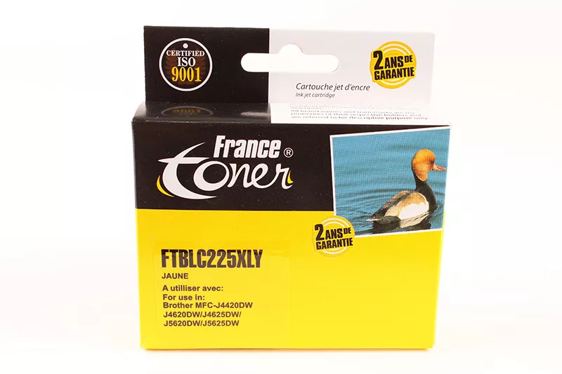 Cartouche d'encre FranceToner équivalent à BROTHER LC-225XLY - JAUNE - Format XL