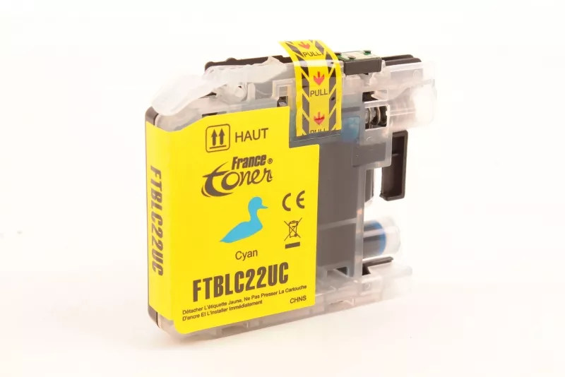 Cartouche d'encre FranceToner équivalent à BROTHER LC-22UC - CYAN (bleu) - Format XL
