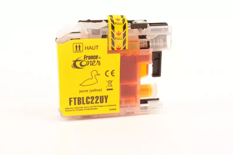 Cartouche d'encre FranceToner équivalent à BROTHER LC-22UY - JAUNE - Format XL