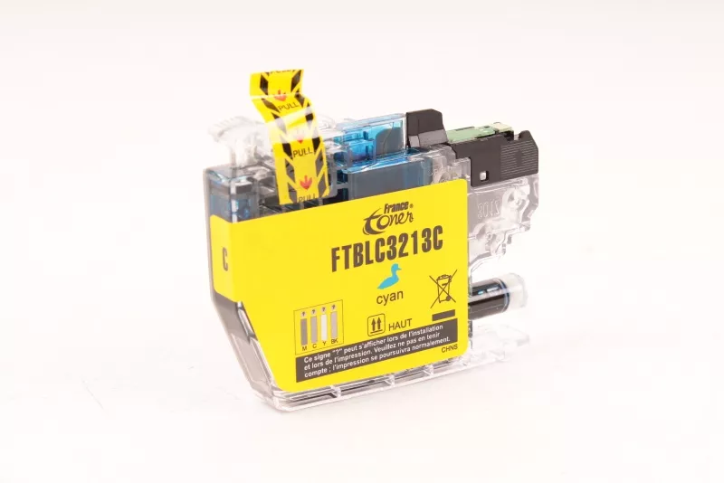 Cartouche d'encre FranceToner équivalent à BROTHER LC-3213C - CYAN (bleu) - Format Standard