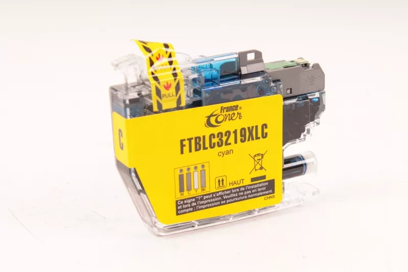 Cartouche d'encre FranceToner équivalent à BROTHER LC-3219XLC - CYAN (bleu) - Format XL