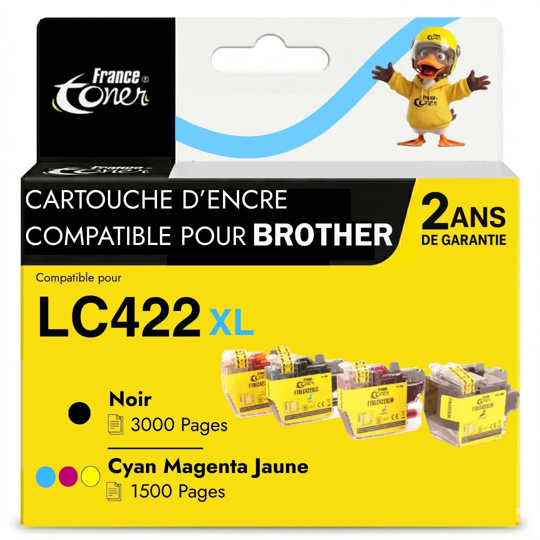 Pack de 4 cartouches d'encre FranceToner équiva...