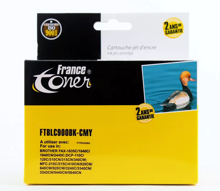 Pack de 4 cartouches d'encre FranceToner équivalent à BROTHER LC900_BKCMY (LC900BK-C-M-Y) - 4 COULEURS - Format Standard