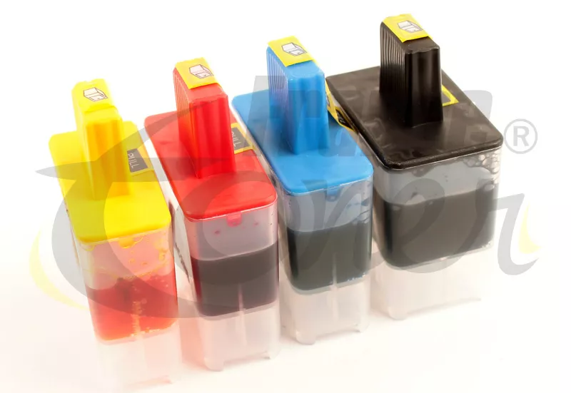 Pack de 4 cartouches d'encre FranceToner équivalent à BROTHER LC900_BKCMY (LC900BK-C-M-Y) - 4 COULEURS - Format Standard