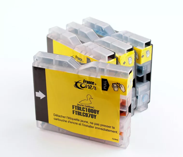 Pack de 4 cartouches d'encre FranceToner équivalent à BROTHER LC970_BKCMY (LC970VALBP) - 4 COULEURS - Format Standard