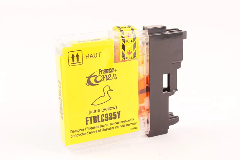 Cartouche d'encre FranceToner équivalent à BROTHER LC-985Y (LC985Y) - JAUNE - Format Standard