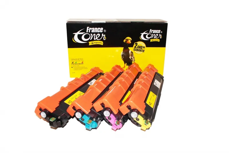 Pack de 4 toners FranceToner équivalent à BROTHER TN243-BKMCY (TN243BKCMYK) - 4 COULEURS - Format Standard