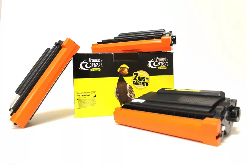 Pack de 3 toners FranceToner équivalent à BROTHER TN3480 (TN-3480-X3) - NOIR - Format Standard
