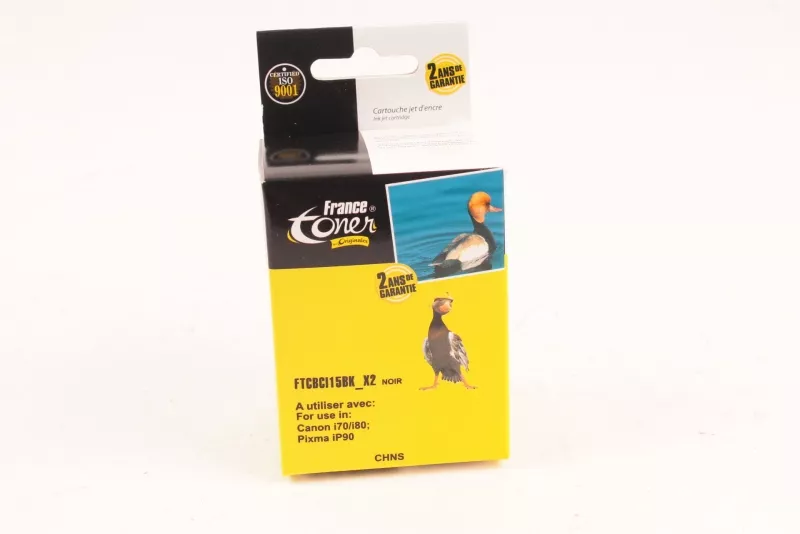 Pack de 2 cartouches d'encre FranceToner équivalent à CANON BCI-15BK (BCI15BK) - NOIR - Format Standard