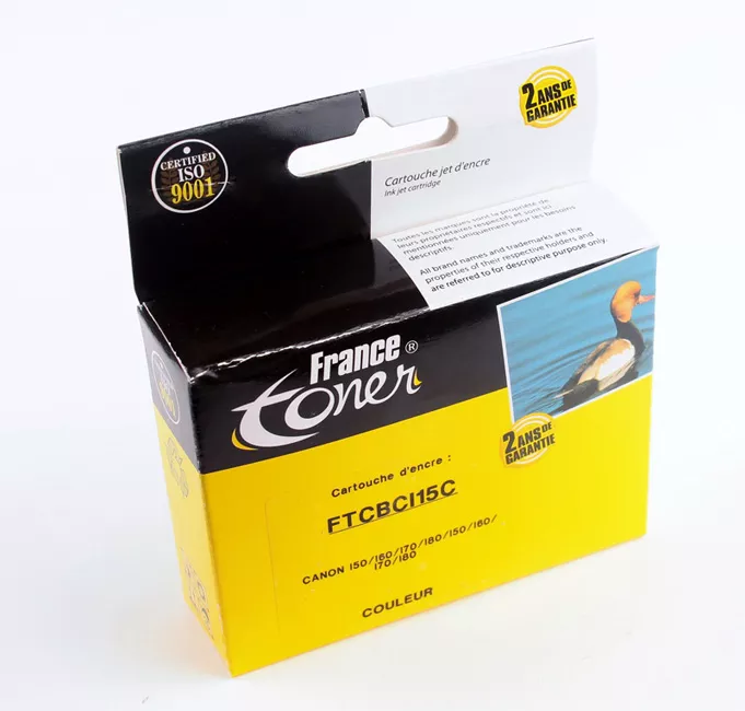 Pack de 2 cartouches d'encre FranceToner équivalent à CANON BCI-15CL (BCI15CL) - 3 COULEURS - Format Standard