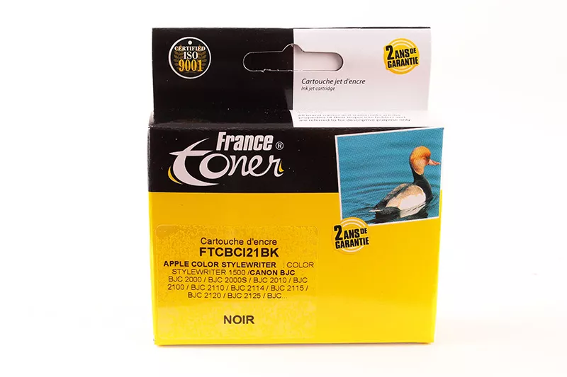Cartouche d'encre FranceToner équivalent à CANON BCI-21BK (BCI21BK) - NOIR - Format Standard