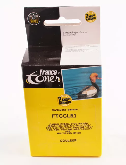 Cartouche d'encre FranceToner équivalent à CANON CL51 (0618B001) - 3 COULEURS - Format XL