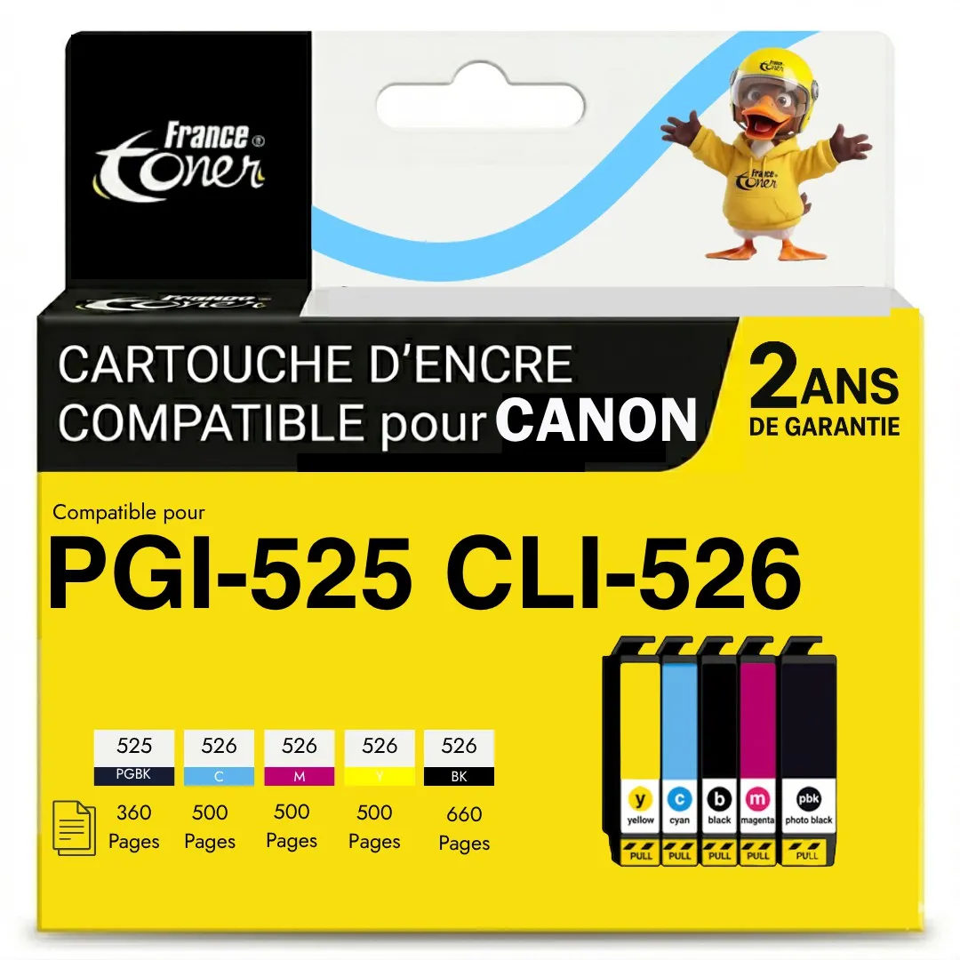 Pack de 5 cartouches d'encre FranceToner équiva...