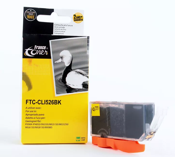 Cartouche d'encre FranceToner équivalent à CANON CLI526BK (4540B001) - NOIR - Format Standard