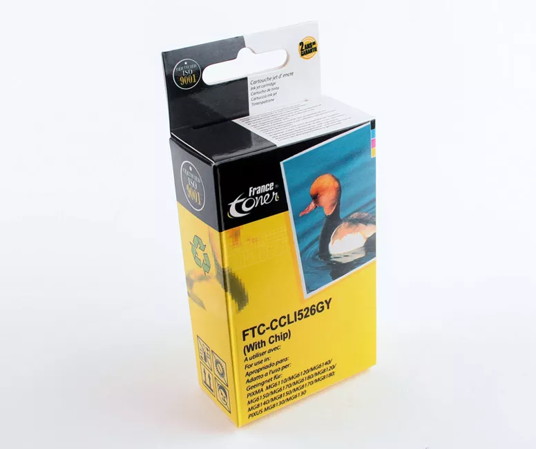 Cartouche d'encre FranceToner équivalent à CANON CLI526GY (4544B001) - GRIS - Format Standard