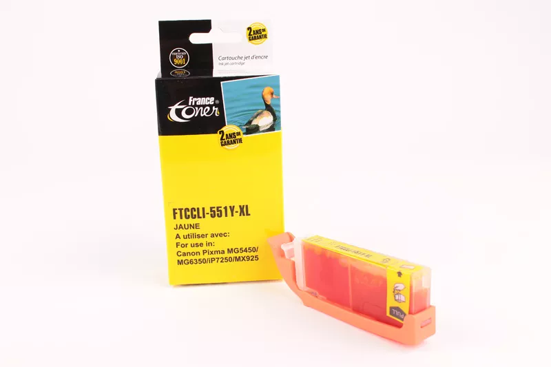 Cartouche d'encre FranceToner équivalent à CANON CLI551YXL (6446B001) - JAUNE - Format XL