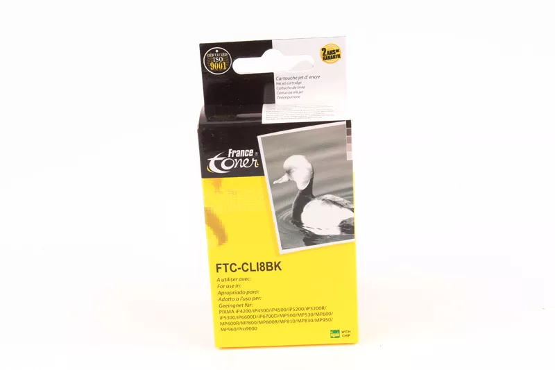 Cartouche d'encre FranceToner équivalent à CANON CLI8BK - NOIR - Format Standard