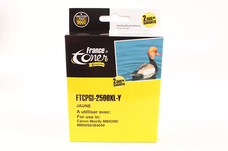 Cartouche d'encre FranceToner équivalent à CANON PGI-2500XLY (9267B001) - JAUNE - Format XL