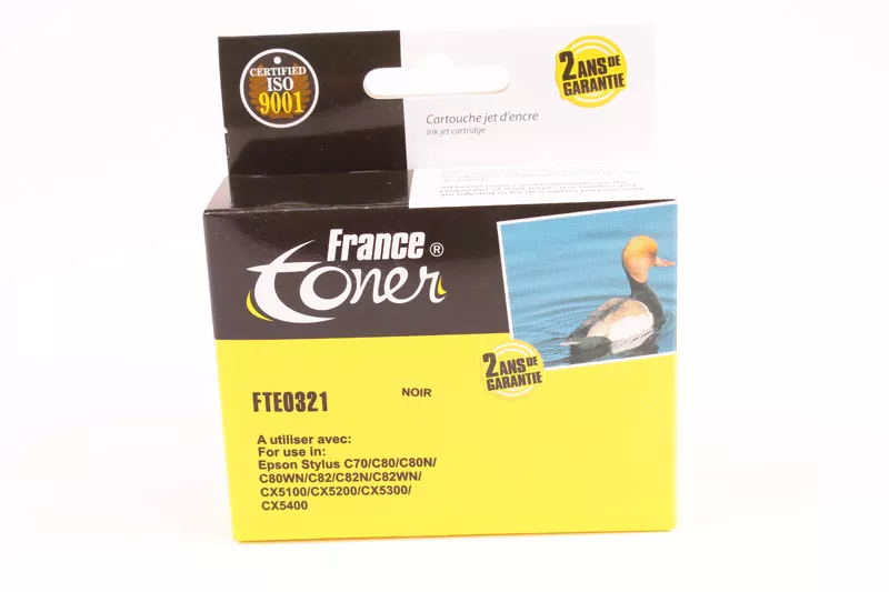 Cartouche d'encre FranceToner équivalent à EPSON T0321 Série plume (C13T032140) - NOIR - Format Standard