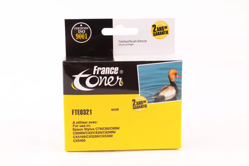 Cartouche d'encre FranceToner équivalent à EPSON T0321 Série plume (C13T032140) - NOIR - Format Standard
