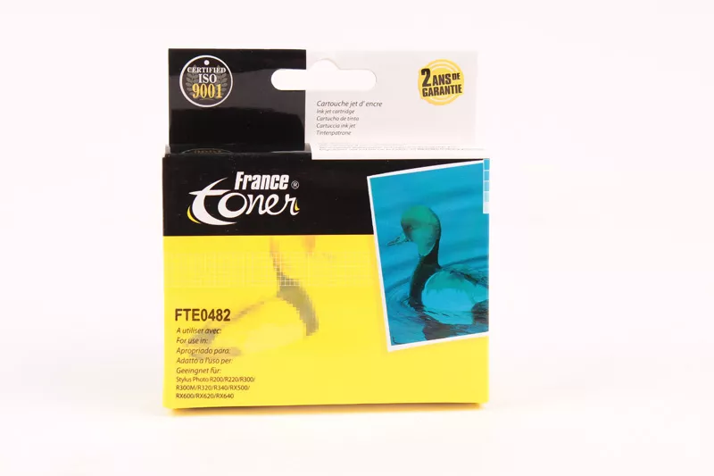 Cartouche d'encre FranceToner équivalent à EPSON T0482 Série Hippocampes (C13T048240) - CYAN (bleu) - Format Standard