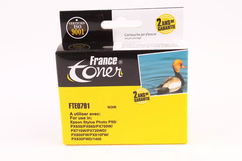 Cartouche d'encre FranceToner équivalent à EPSON T0791 Série Chouette (C13T079140) - NOIR - Format Standard