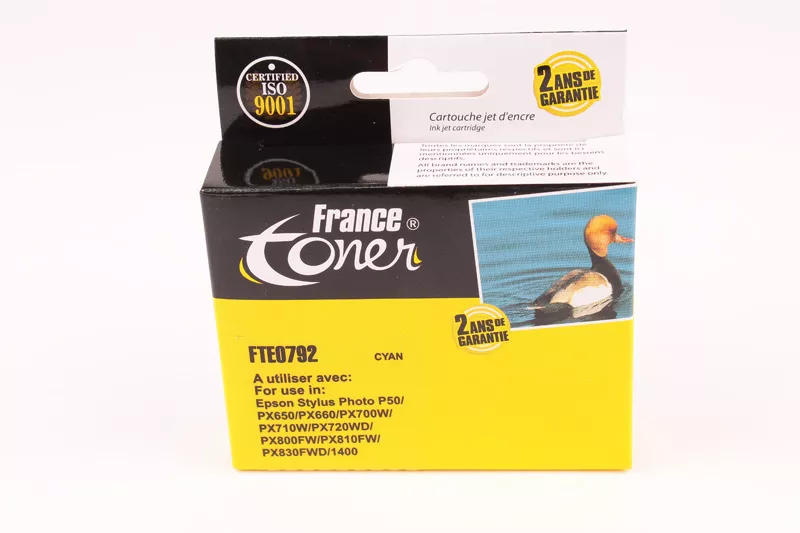 Cartouche d'encre FranceToner équivalent à EPSON T0792 Série Chouette (C13T079240) - CYAN (bleu) - Format Standard