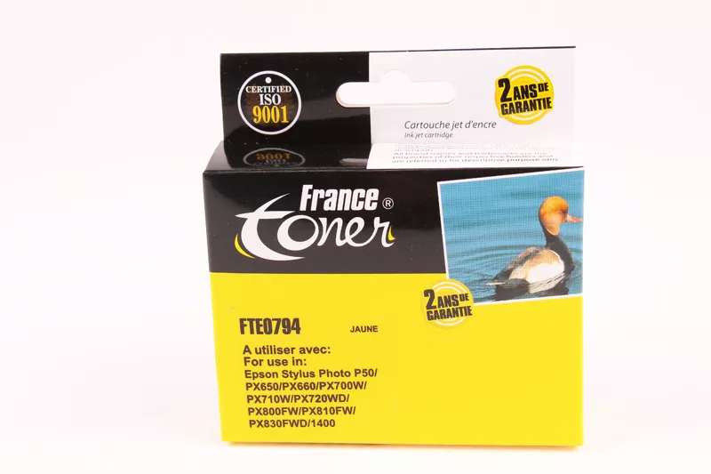 Cartouche d'encre FranceToner équivalent à EPSON T0794 Série Chouette (C13T079440) - JAUNE - Format Standard