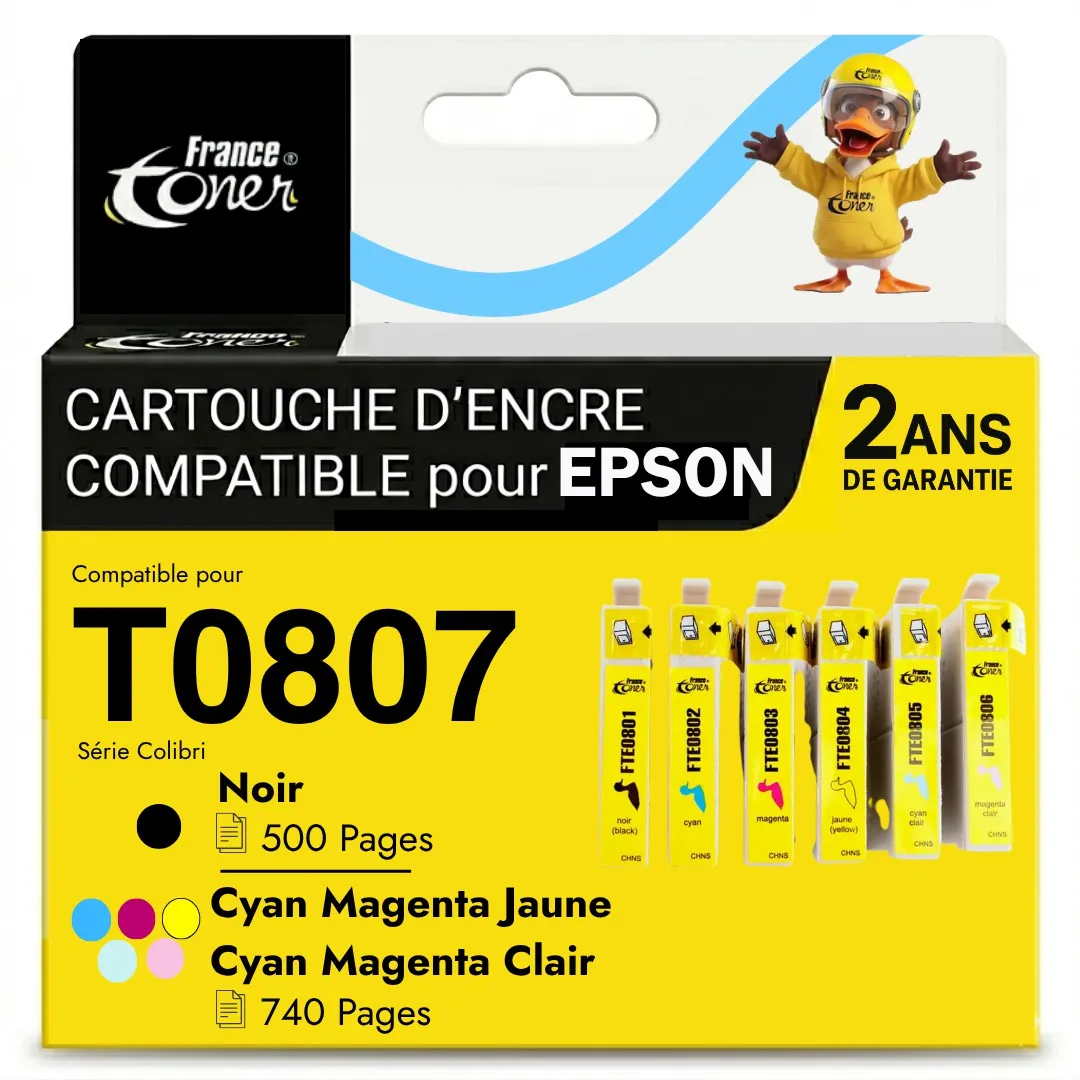 Pack de 6 cartouches d'encre FranceToner équiva...