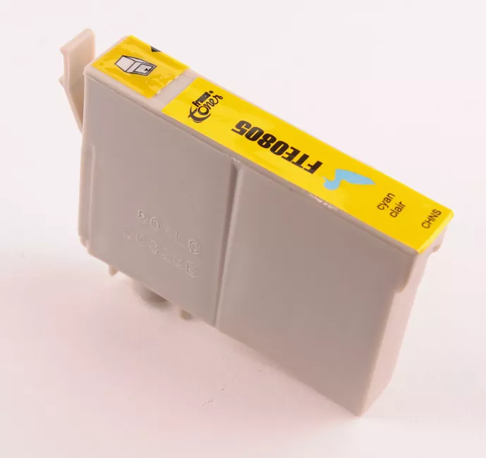 Cartouche d'encre FranceToner équivalent à EPSON T0805 Série colibri (C13T08054011) - CYAN CLAIR - Format Standard