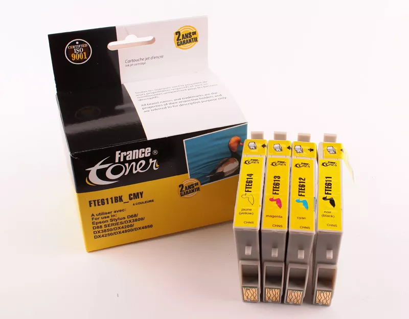 Pack de 4 cartouches d'encre FranceToner équivalent à EPSON T0615 Série ourson (C13T061540) - 4 COULEURS - Format Standard