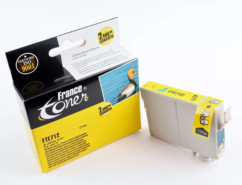 Cartouche d'encre FranceToner équivalent à EPSON T0712 Série Guépard (C13T071240) - CYAN (bleu) - Format Standard