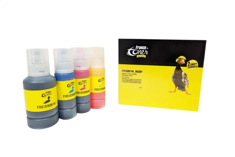Recharge Encre FranceToner équivalent à EPSON EP102 (C13T03R640) - 4 COULEURS - Format Standard