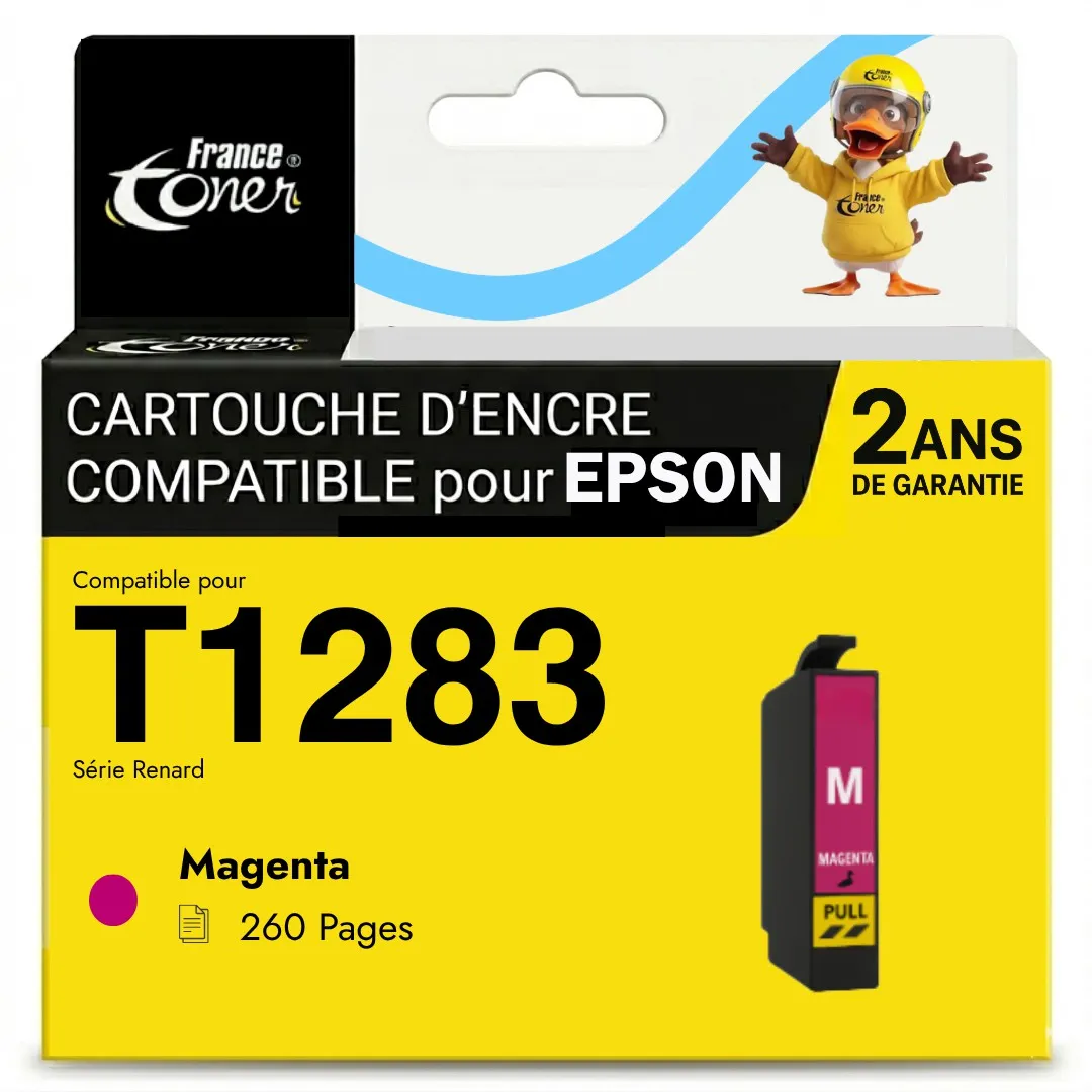 Cartouche d'encre FranceToner équivalent à EPSON T1283 Série Renard (C13T12834012) - MAGENTA (rouge) - Format Standard